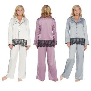 CASA  ZETA - JONES  SEXY  LUXURY  SATIN  LACE  2  PIECE  PAJAMA  SET   NEW 3X